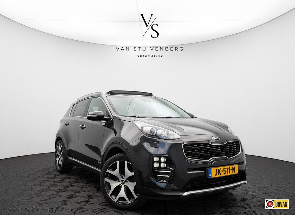 Kia Sportage 1.6 T-GDI 4WD GT-Line PlusLine PANO LEDER TREKH, Auto's, Kia, Gebruikt, 4 cilinders, Zwart, Bedrijf