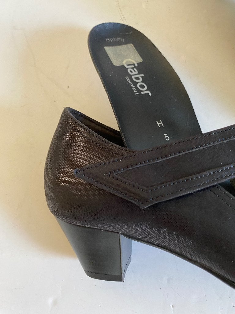 K329 Gabor mt. 38/H pumps leren schoenen leer zwart hak, Pumps, Zwart, Gabor, Ophalen of Verzenden