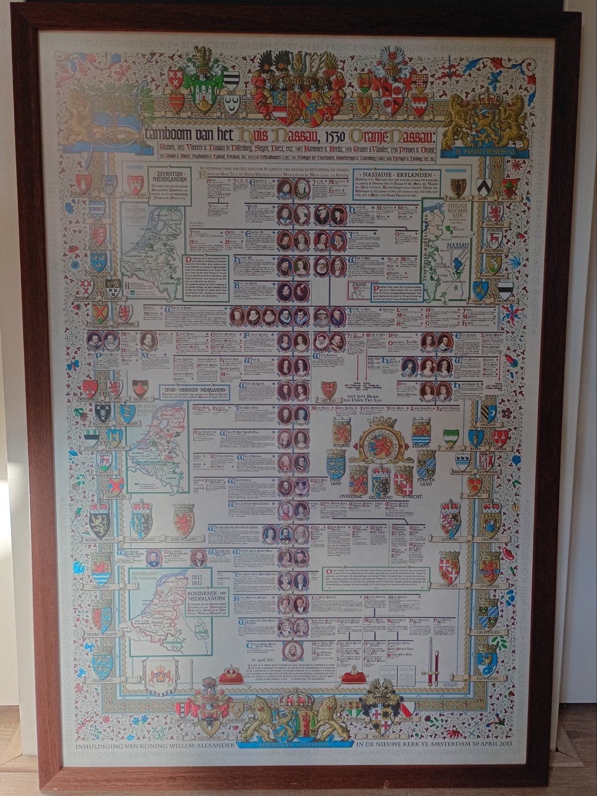 Stamboom Huis Oranje-Nassau, Verzamelen, Ophalen, Gebruikt, Nederland, Kaart, Foto of Prent