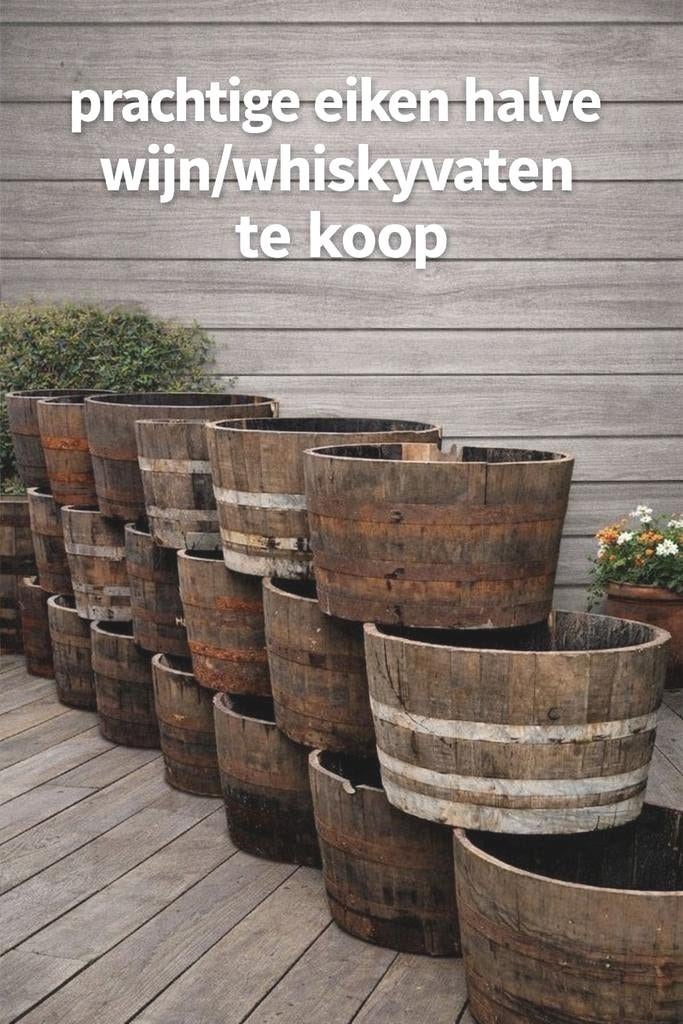 Halve eiken wijnvaten en whiskyvaten nu 2 voor 130€., Ophalen, Rond, Hout