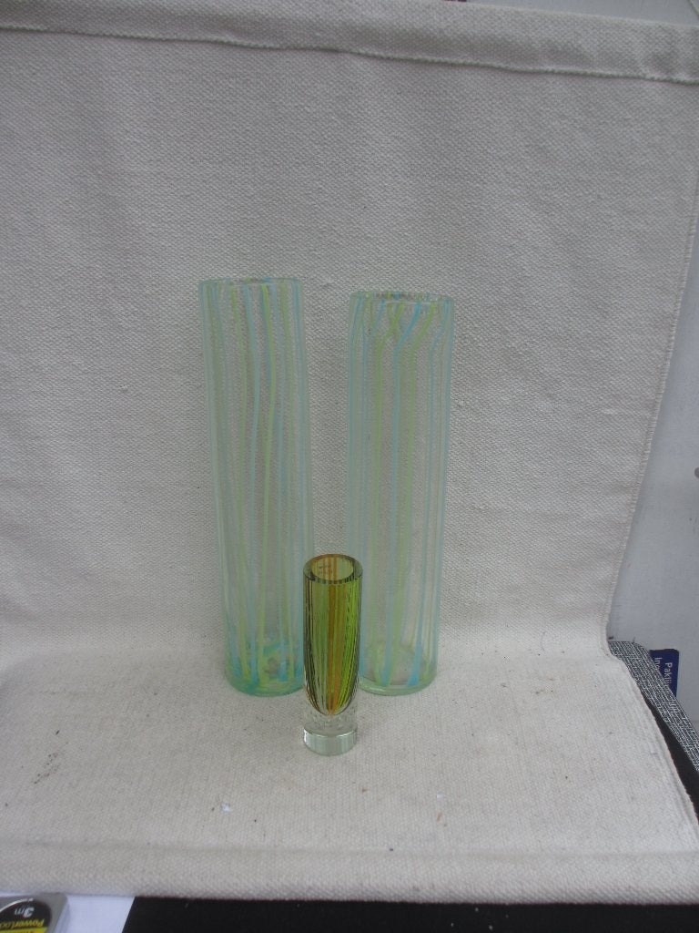 Drie Murano glas vazen / cilinder vorm