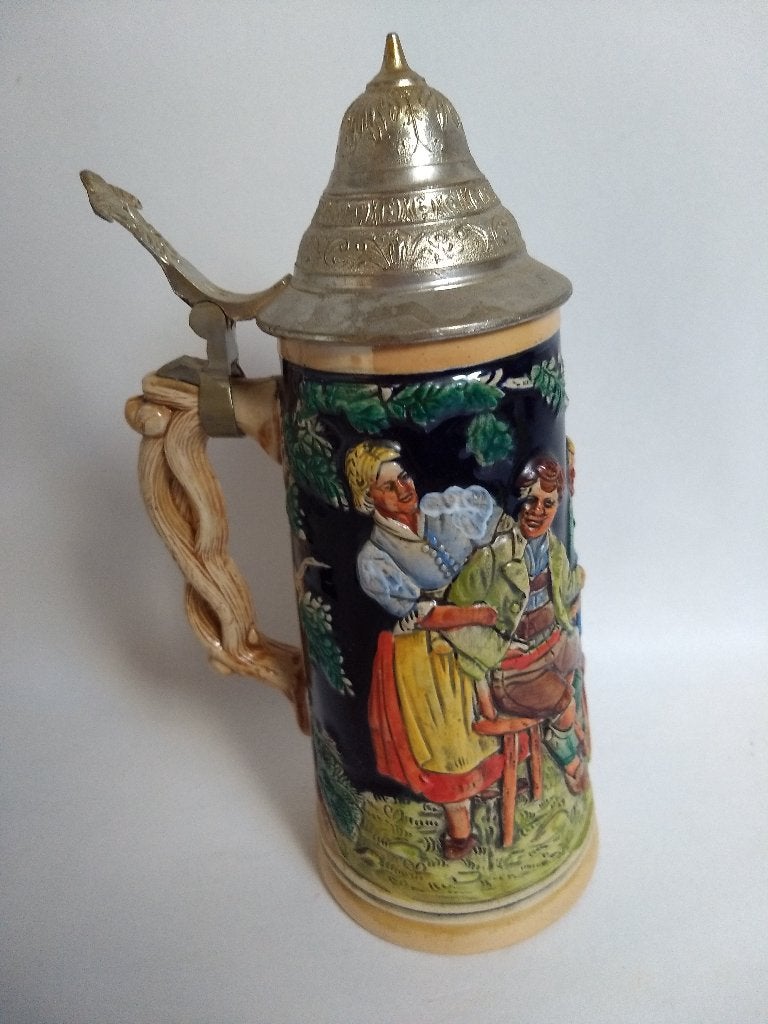 Vintage duitse bierpul met deksel, Ophalen