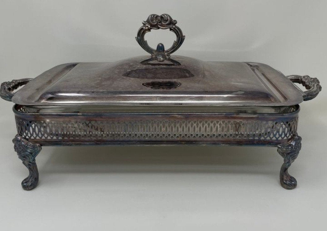 fraaie zwaar verzilverde dekschaal, casserole, Antiek en Kunst, Ophalen of Verzenden, Zilver