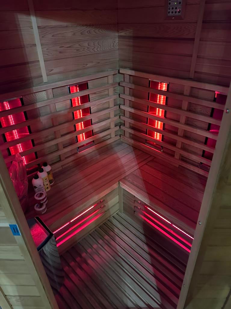 COMBI SAUNA INFRAROOD MET OPGIETKACHEL GRATIS BEZORGD! 🚚, Sport en Fitness, Sauna, Ophalen of Verzenden, Zo goed als nieuw, Fins of Traditioneel