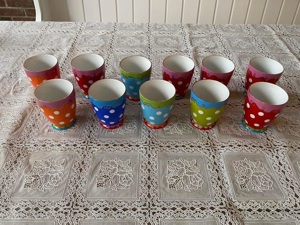 Oilily servies 11 kleine koffie mokken, Ophalen, Zo goed als nieuw, Overige stijlen, Kop(pen) en/of Schotel(s)