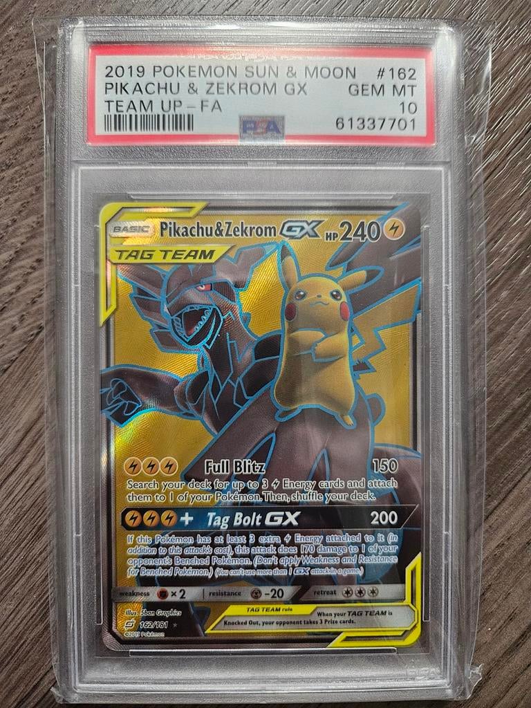 Pikachu & Zekrom GX #162 Team Up PSA 10 Pokemon Kaart, Ophalen, Nieuw, Losse kaart