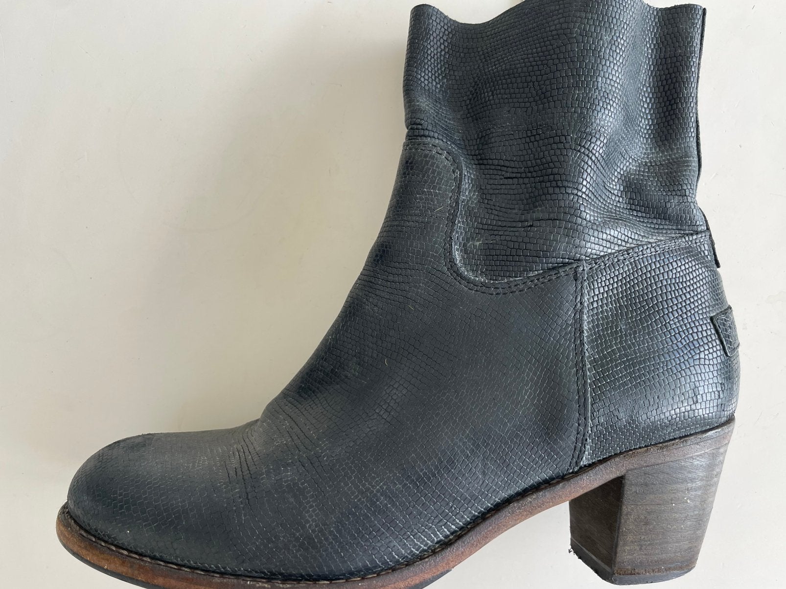 Te koop: leren laarzen, Shabbies, blauw, 40, Ophalen of Verzenden, Zo goed als nieuw, Blauw, Hoge laarzen