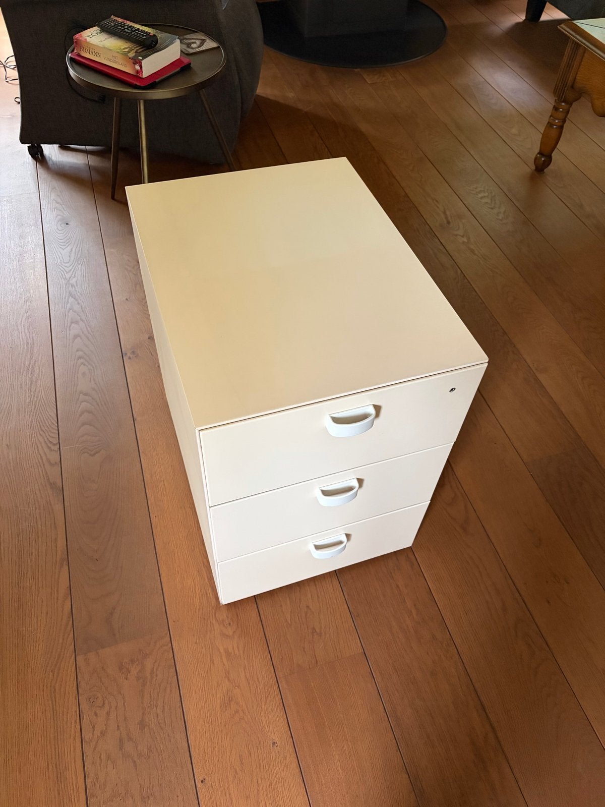 Twee verrijdbare bureau ladekasten met 3 stalen lades, Minder dan 50 cm, Gebruikt, Ophalen of Verzenden, 3 of 4 laden