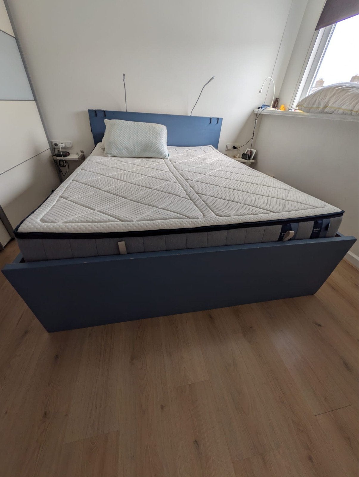 Bedombouw 160x210 cm - Tweepersoonsbed, Overige materialen, Gebruikt, Blauw, 210 cm