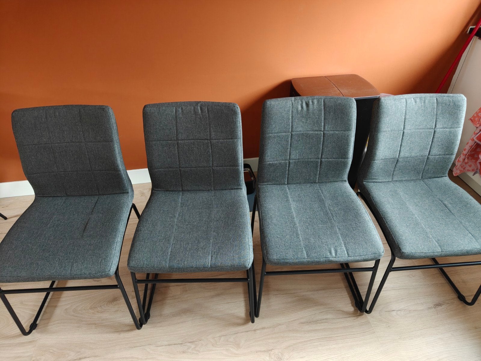 4x eetkamerstoelen grijs, Huis en Inrichting, Ophalen, Gebruikt, Vier, Metaal