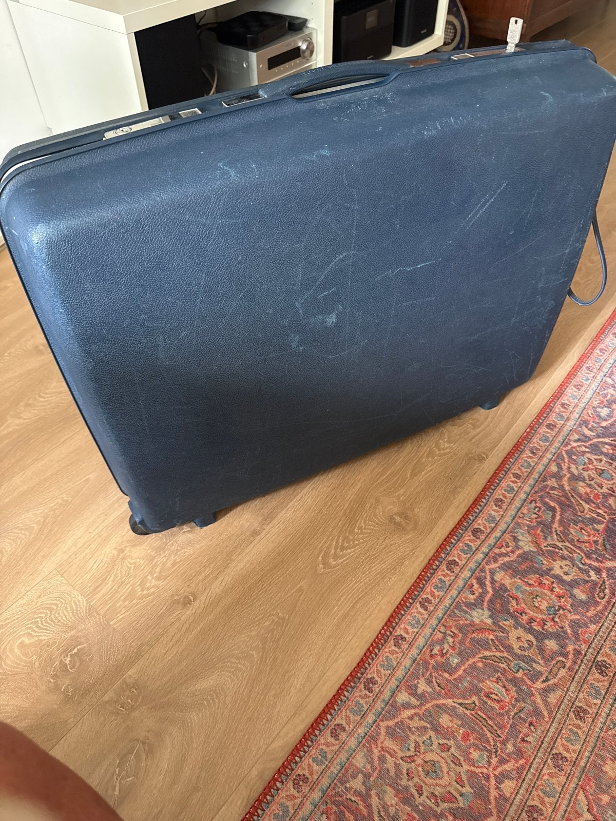 Vintage Blauwe Koffer met Sleutel - Ruim en Stevig, Gebruikt, Hard kunststof, 45 tot 55 cm, Slot