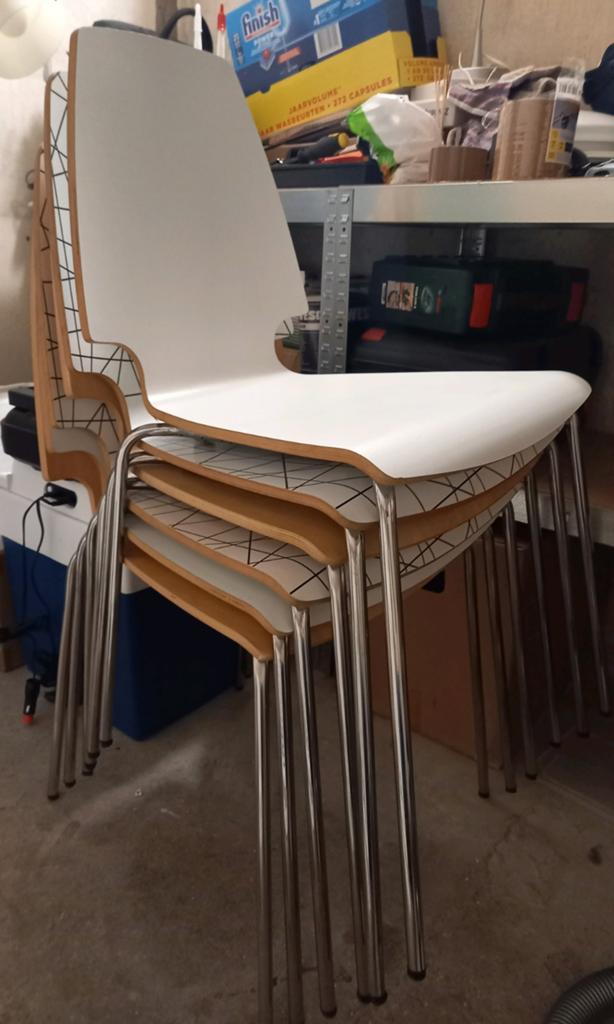 6x Ikea stoelen - stapelbaar, Ophalen, Gebruikt, Modern, Scandinavisch, Vijf, Zes of meer stoelen