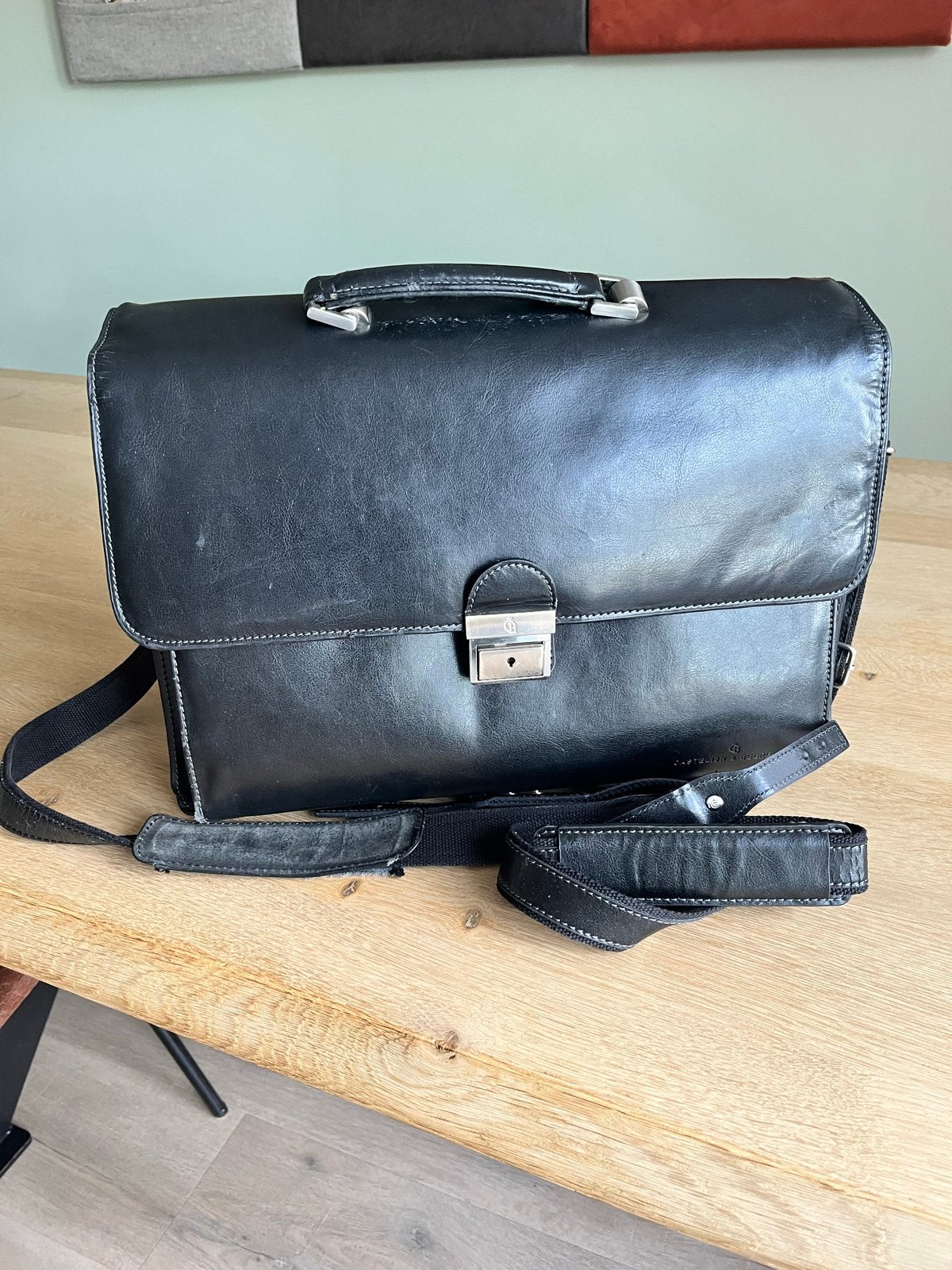 Leren Aktetas / Laptoptas Zwart - Gebruikt, Gebruikt, Zwart, Leer, Ophalen