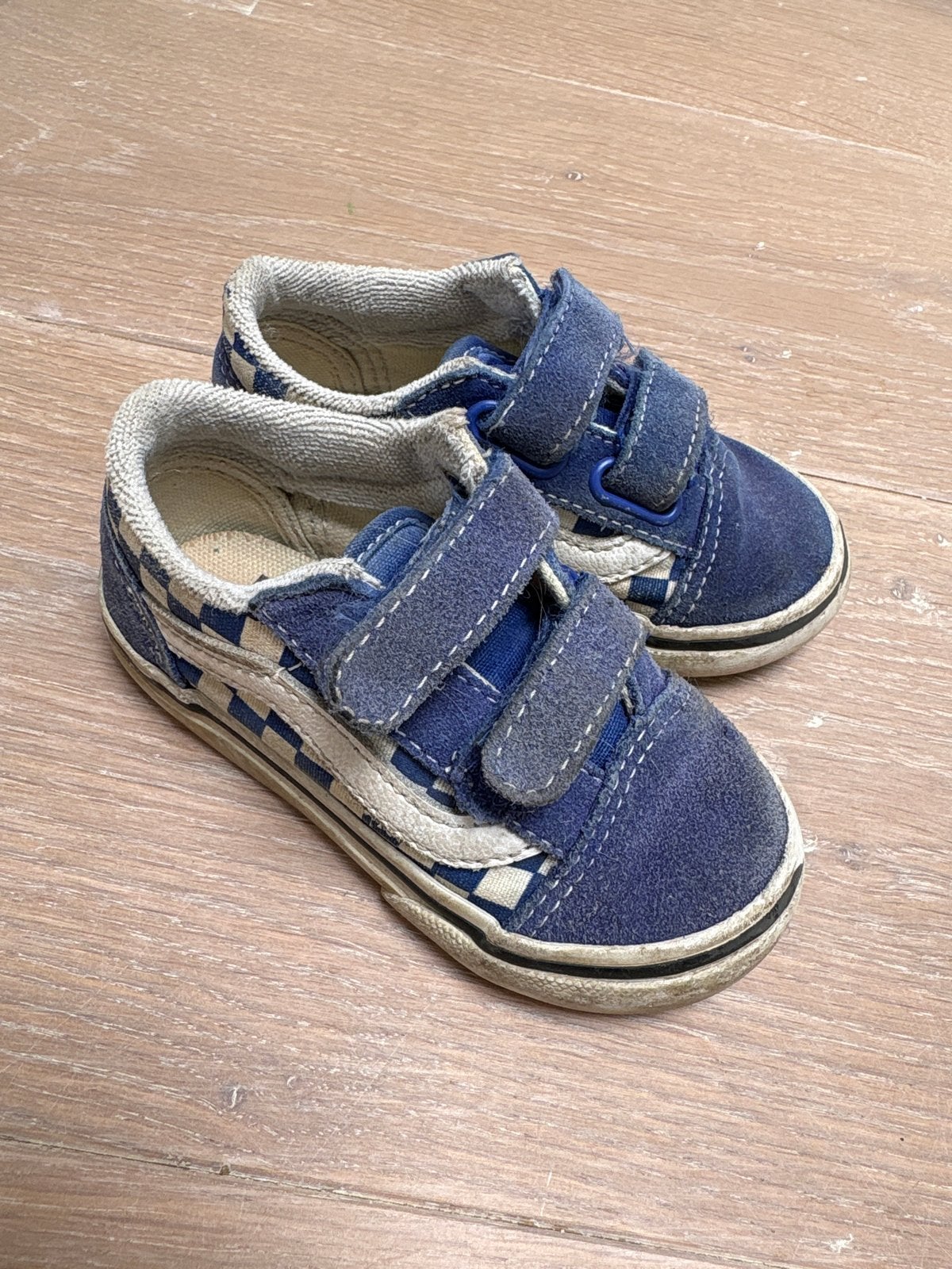 Vans Old Skool klittenband sneakers blauw geruit maat 22, Ophalen, Gebruikt, Jongen of Meisje, Schoenen