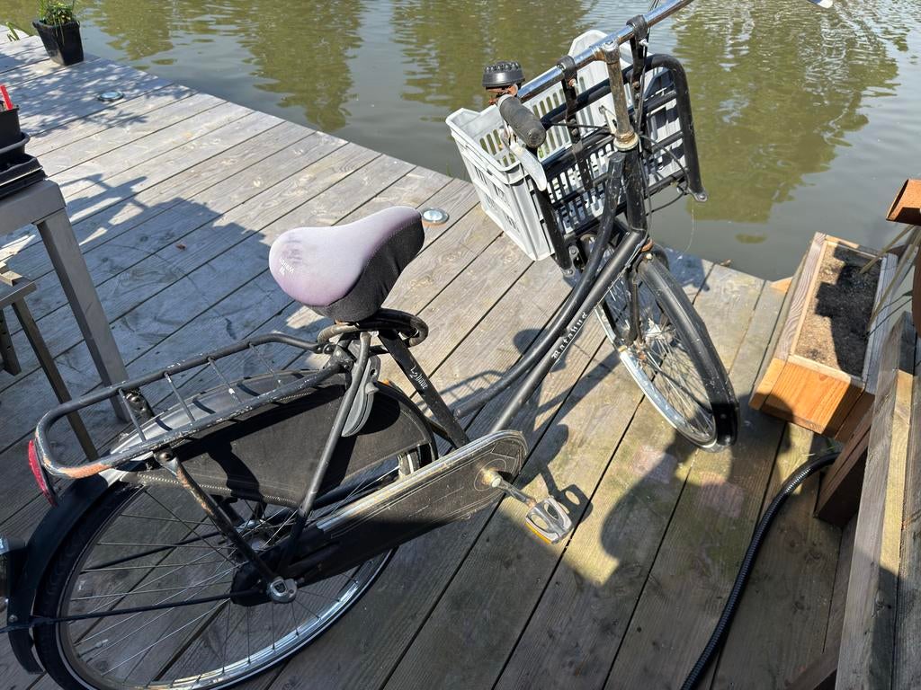 Batavus 1-2 have damesfiets met rek en krat maat 56, 53 tot 56 cm, Ophalen, Gebruikt, Batavus