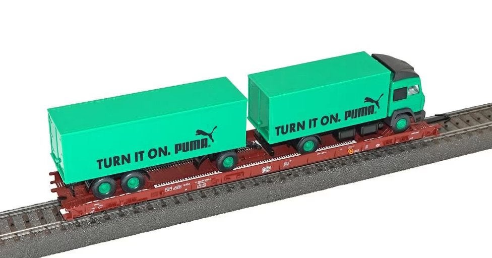 Marklin H0 4843 - Lagevloerwagen met vrachtwagen DB in ovp, Wisselstroom, Ophalen of Verzenden, Märklin, Nieuw