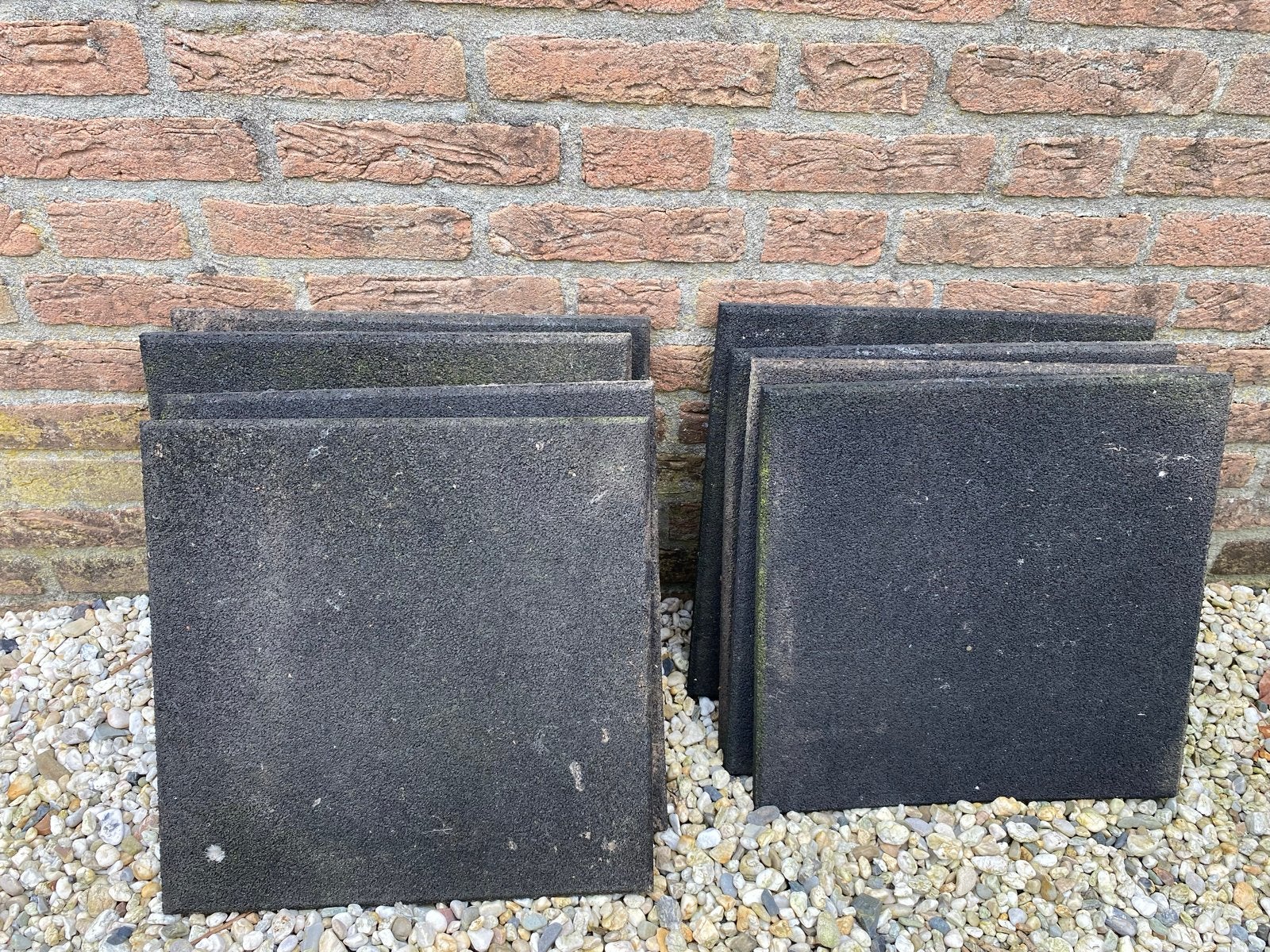 Rubberen terrastegels 8 stuks - 40x40 cm, Ophalen, Gebruikt, Schommel