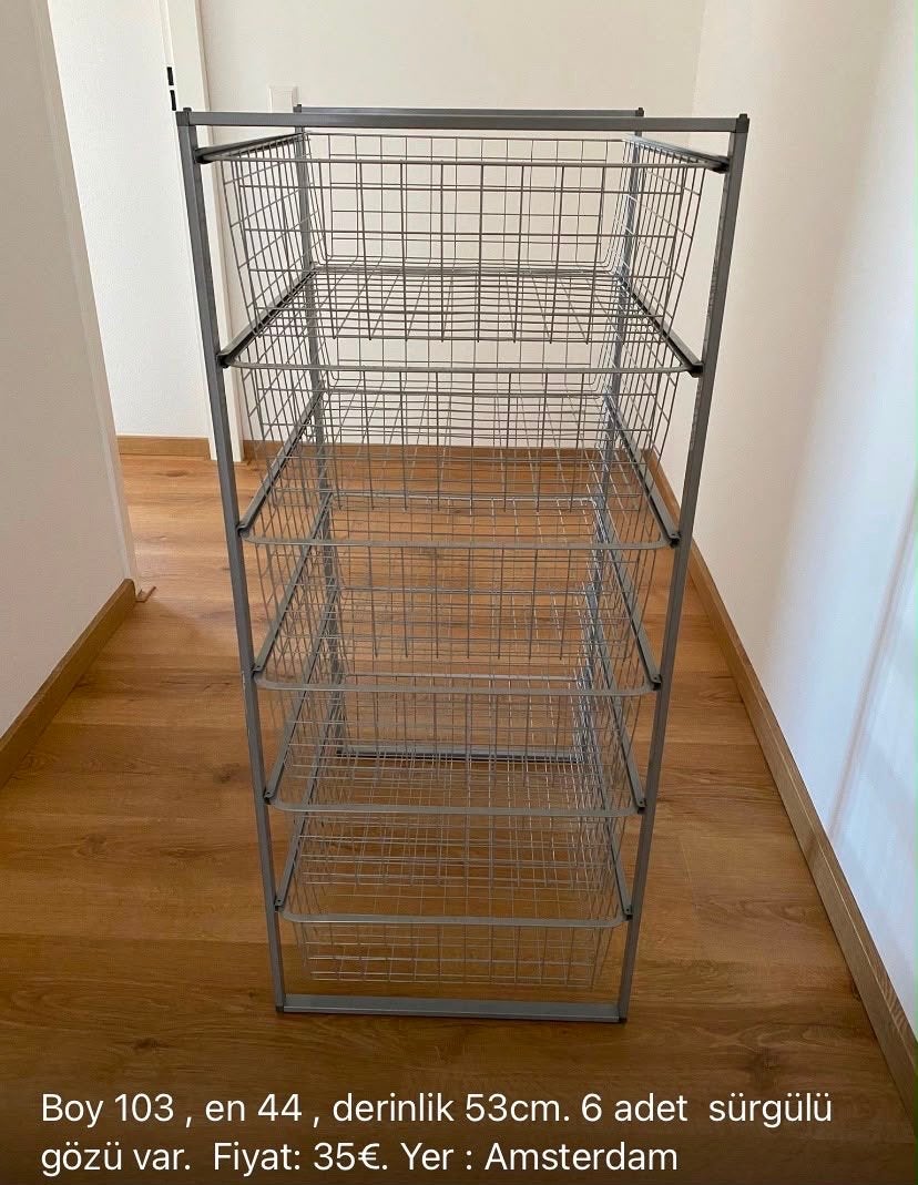 Metalen opbergrek met 6 uitschuifbare manden, Ophalen, Gebruikt