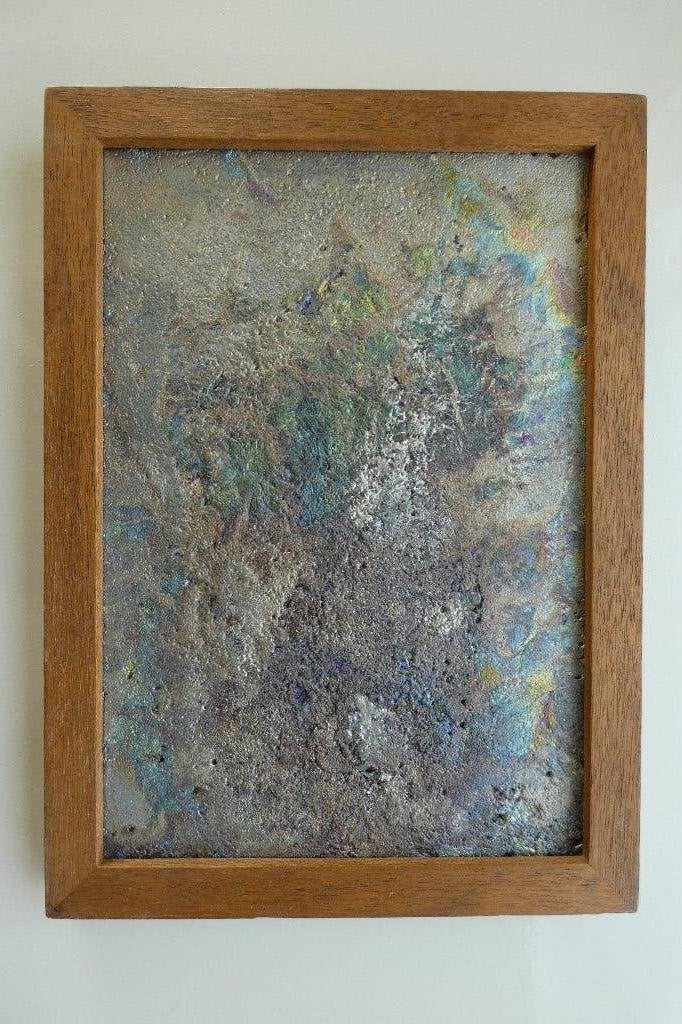 Metalen abstracte plaat, ingelijst expressionistische kunst, Ophalen of Verzenden