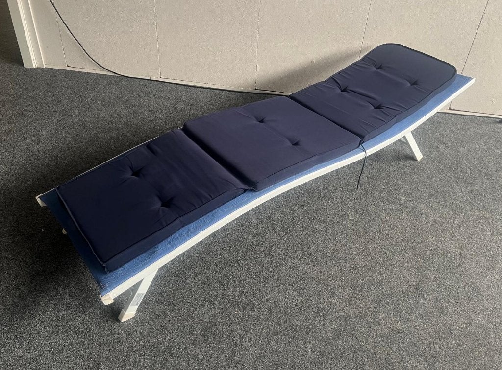Ligstoel, Ligbed, Strandstoel met kussen inklapbaar BLAUW, Ophalen, Gebruikt, Metaal, Inklapbaar