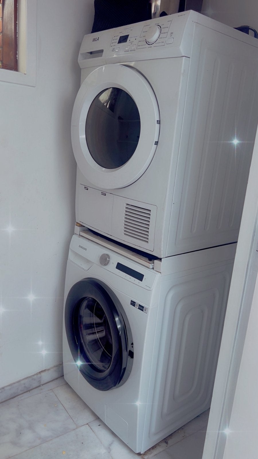 Wasmachine en droger te koop, Ophalen, Zo goed als nieuw, 1200 tot 1600 toeren, 85 tot 90 cm