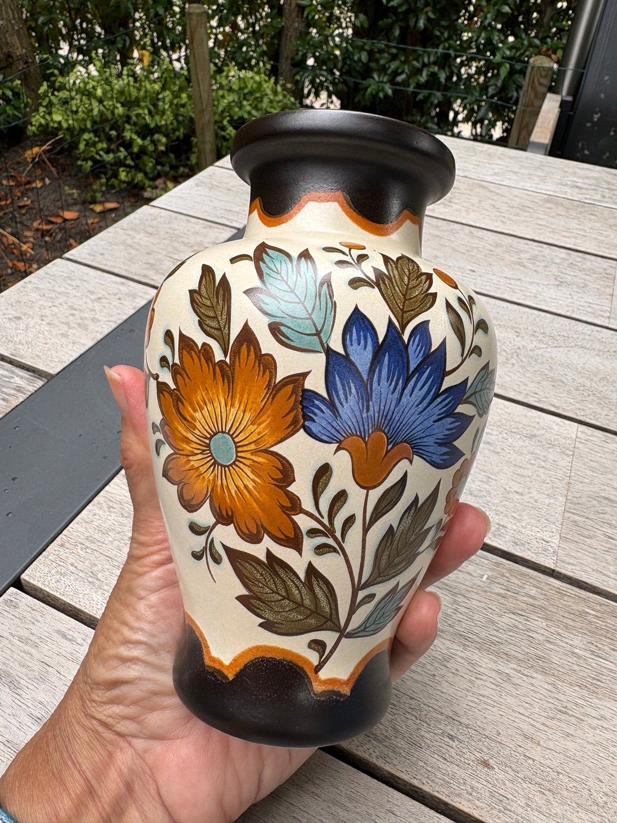 Flora Gouda Plateel Vaas - Handwerk Holland - 16 cm, Ophalen of Verzenden