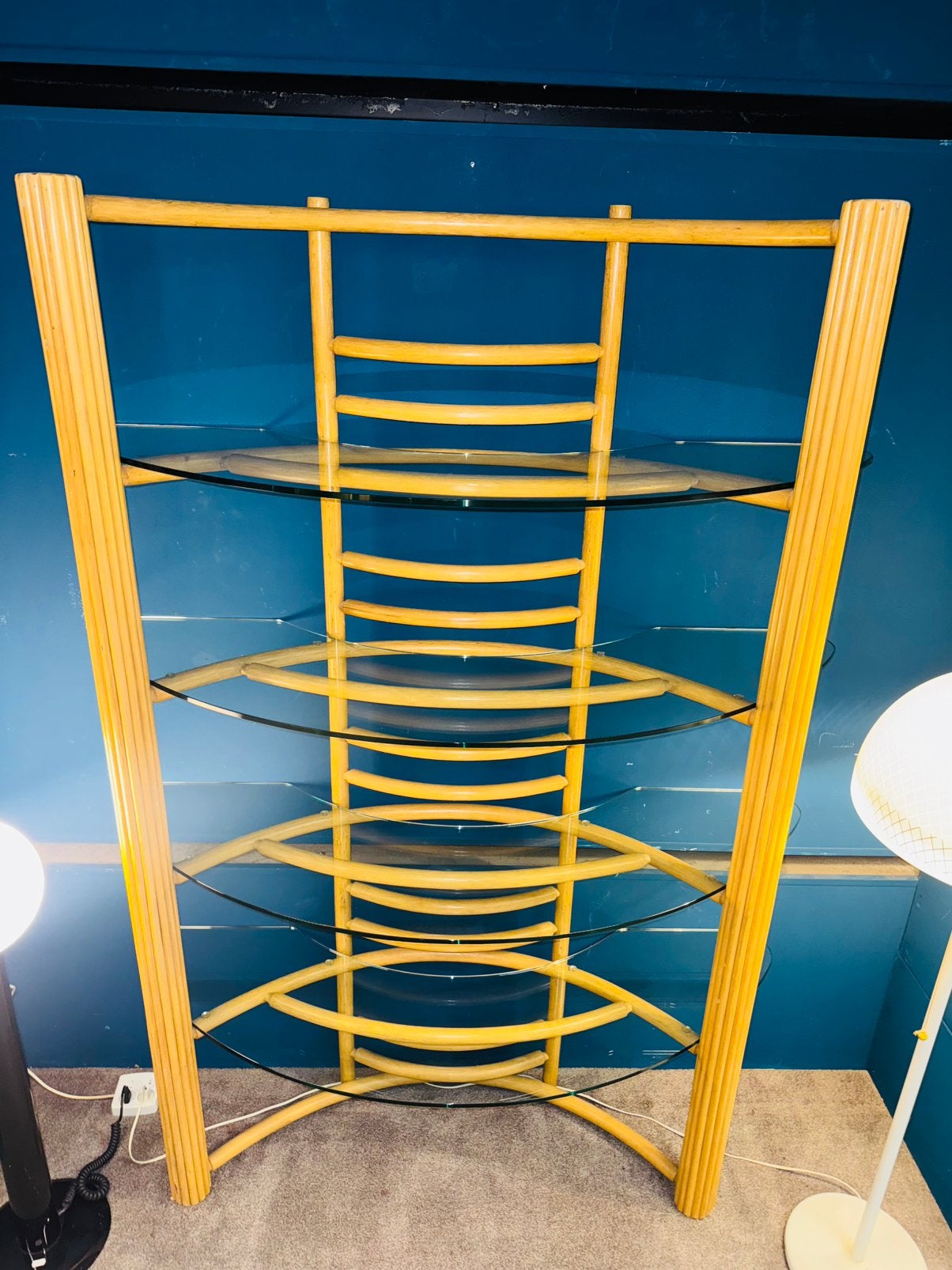 Vintage open kast met glasplaten bohemian wandmeubel, Ophalen
