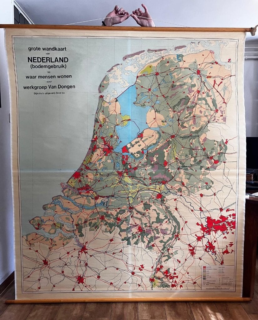 Grote wandkaart / schoolplaat Nederland (bodemgebruik), Ophalen of Verzenden, Aardrijkskunde