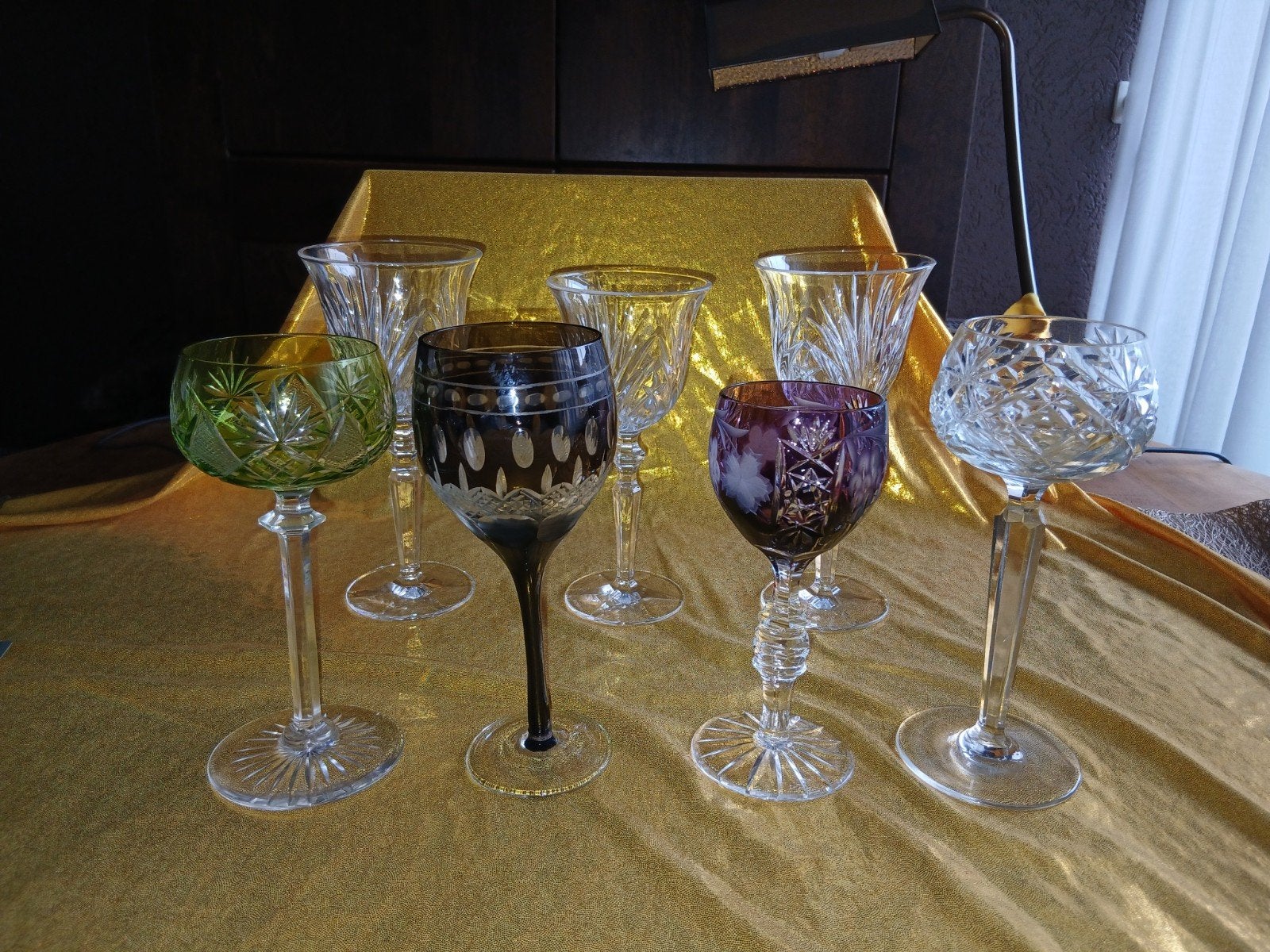 wijnglazen op voet kristal vintage in een koop, Ophalen of Verzenden