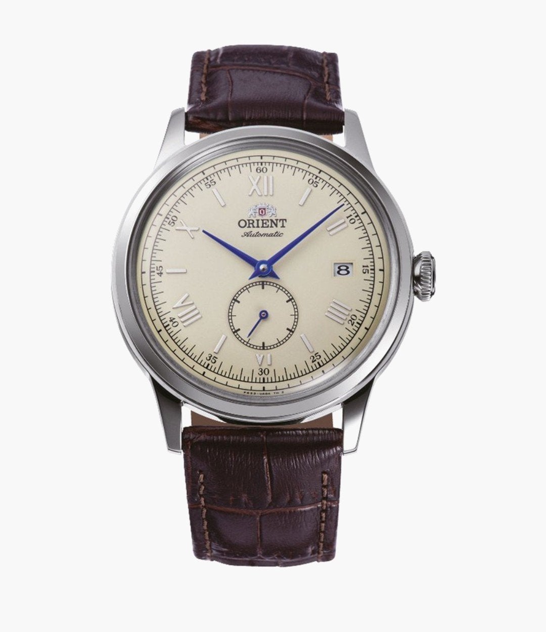 Orient Bambino SmallSecond 38mm, Leer, Polshorloge, Zo goed als nieuw, Ophalen