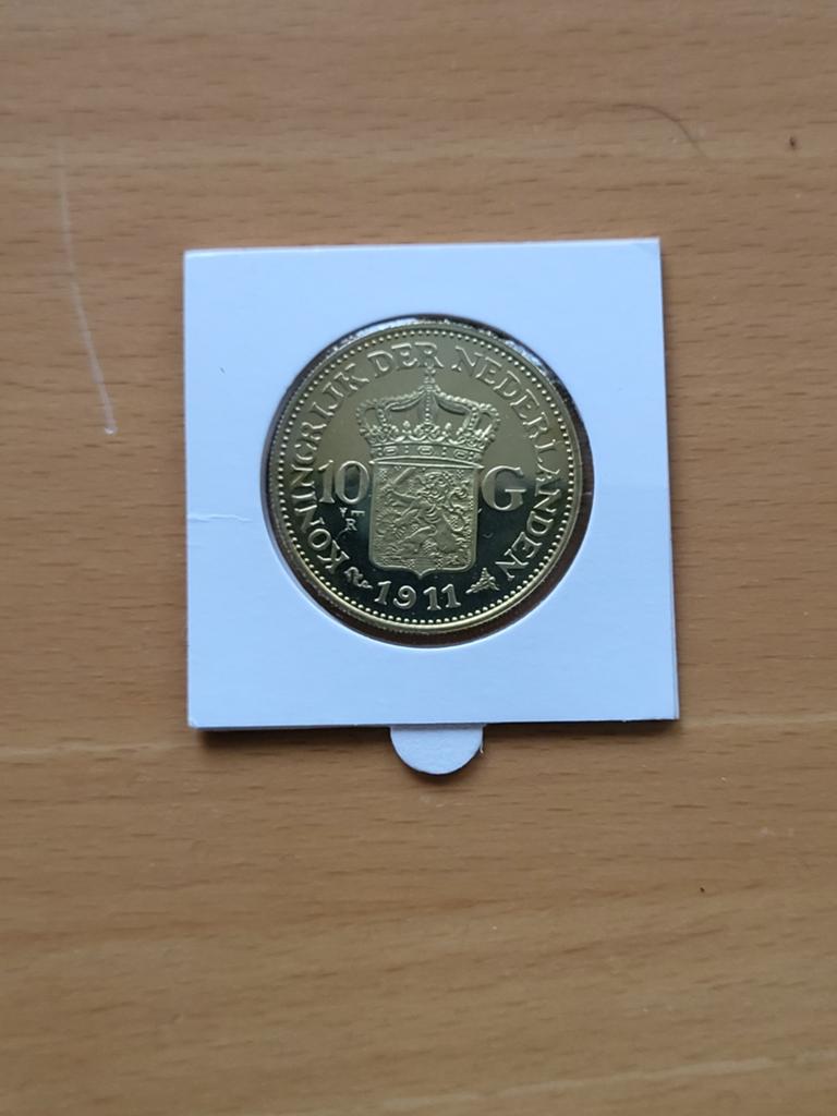 Replica Gouden Tientje 1911 Koningin Wilhelmina 2018, Postzegels en Munten, Munten | Nederland, Verzenden, Overige waardes, Losse munt