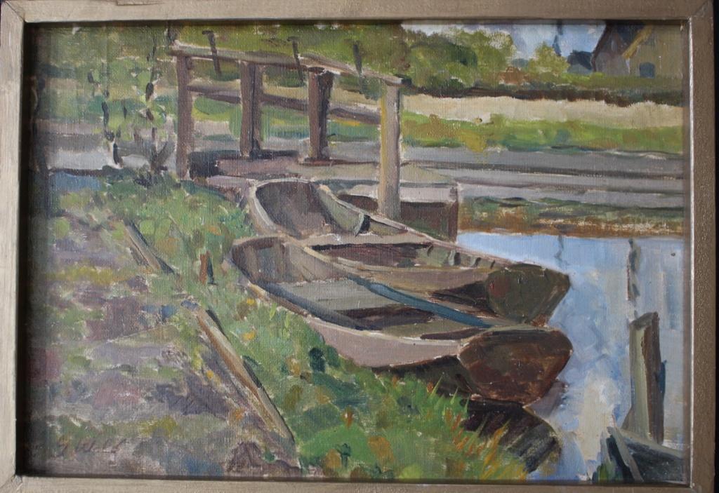 3. Jacob Wolf 1903 - 1962, olieverf op board., Verzenden