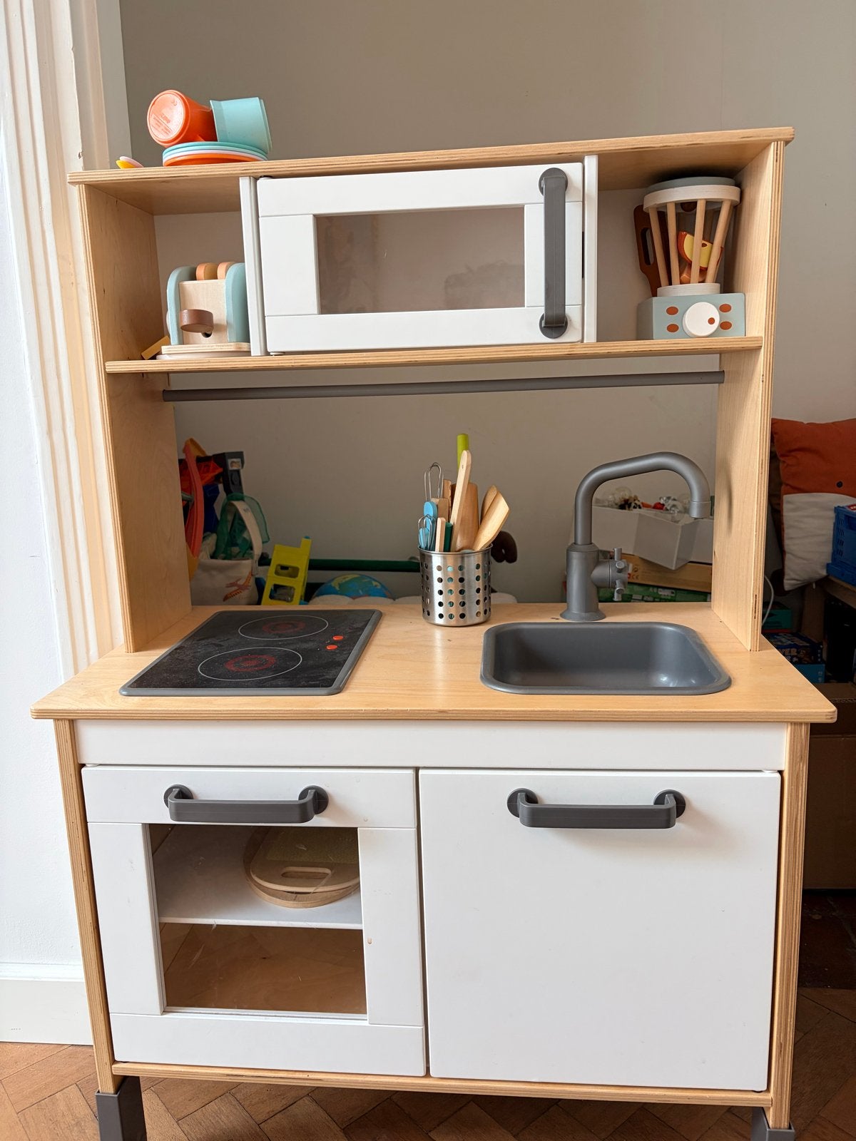 IKEA keuken en houten en stoffen speelgoedkeuken spullen, Ophalen of Verzenden, Gebruikt, Hout, Speelkeuken