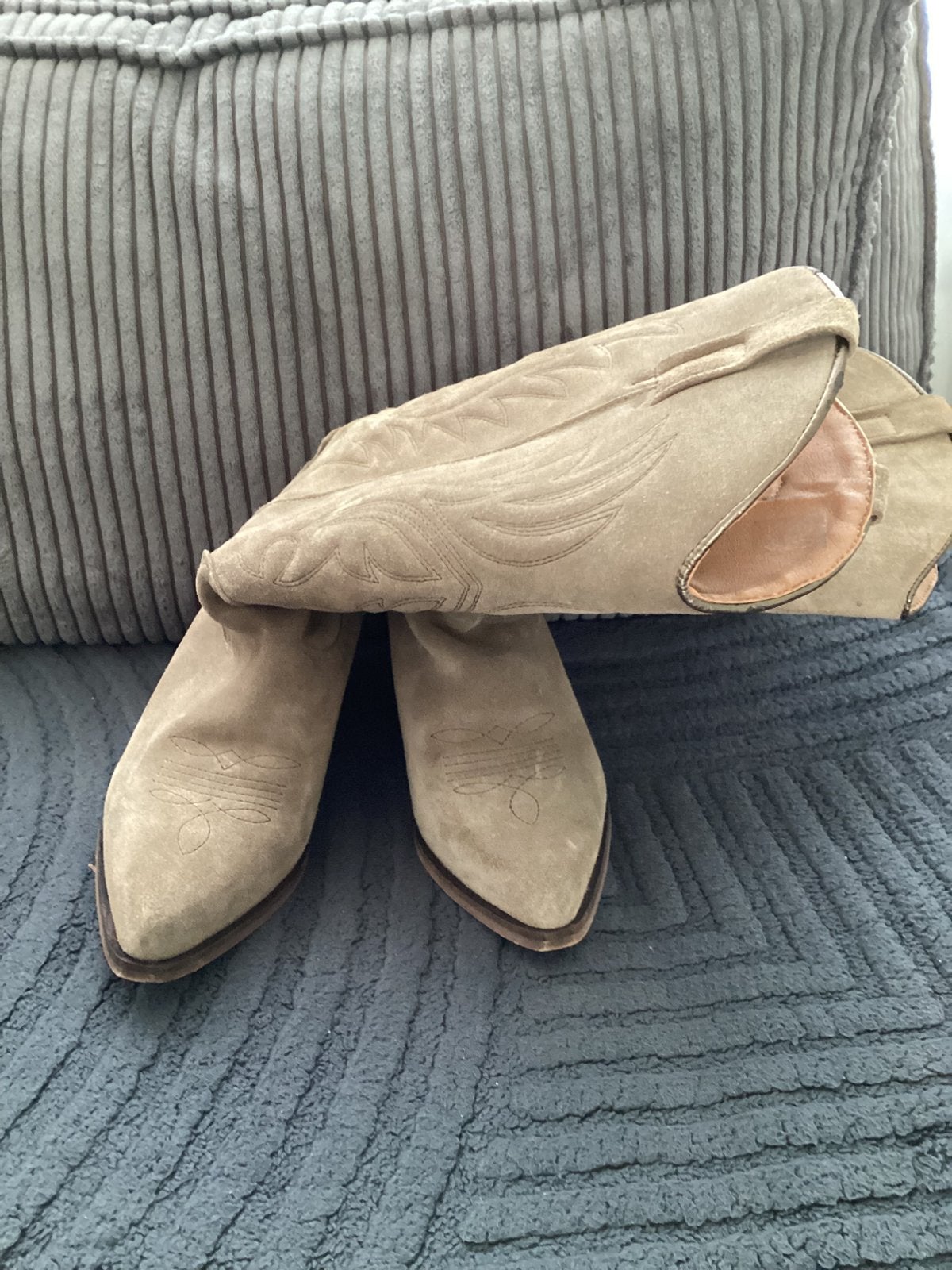 Leren laarzen, Ophalen of Verzenden, Zo goed als nieuw, Beige, Hoge laarzen