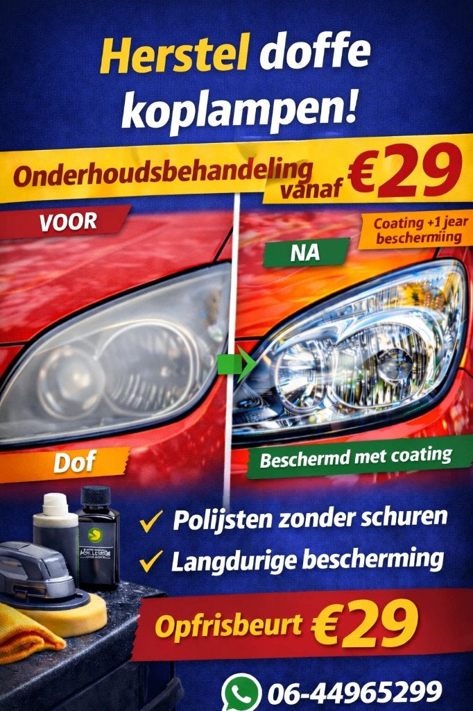 koplampen polijsten en opfrissen, Ophalen, Gereviseerd