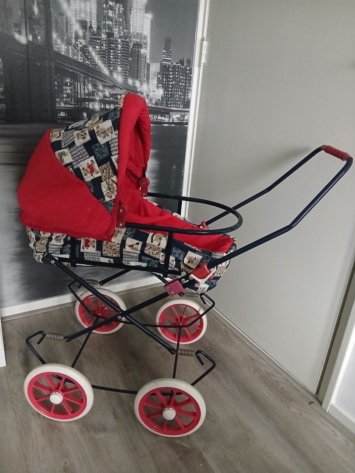 Vintage poppenwagen - Rood en blauw, Ophalen, Gebruikt, Overige typen