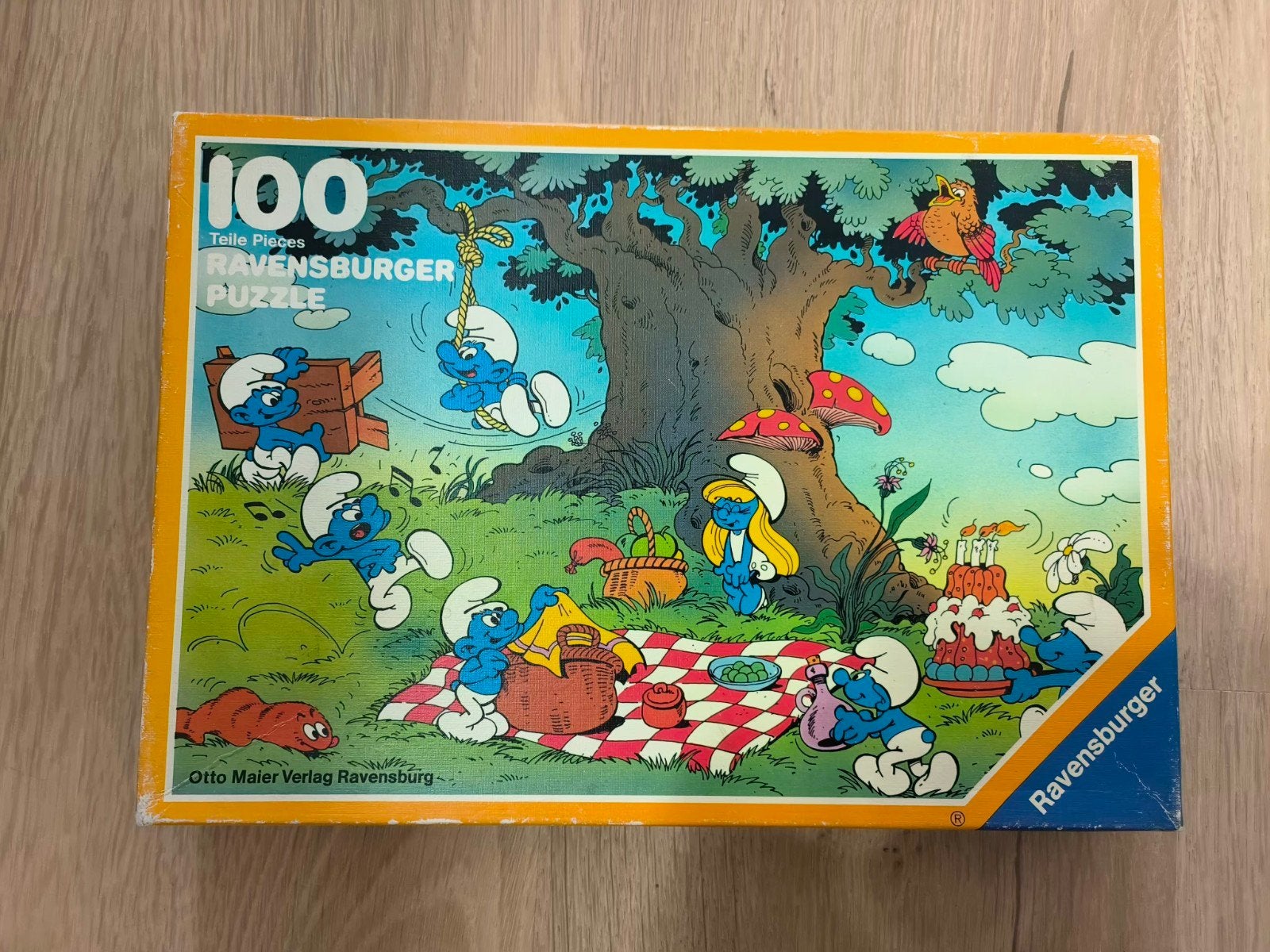 Vintage Ravensburger Smurfen Puzzel 100 Stukjes, Ophalen of Verzenden, Minder dan 500 stukjes, Gebruikt, Legpuzzel