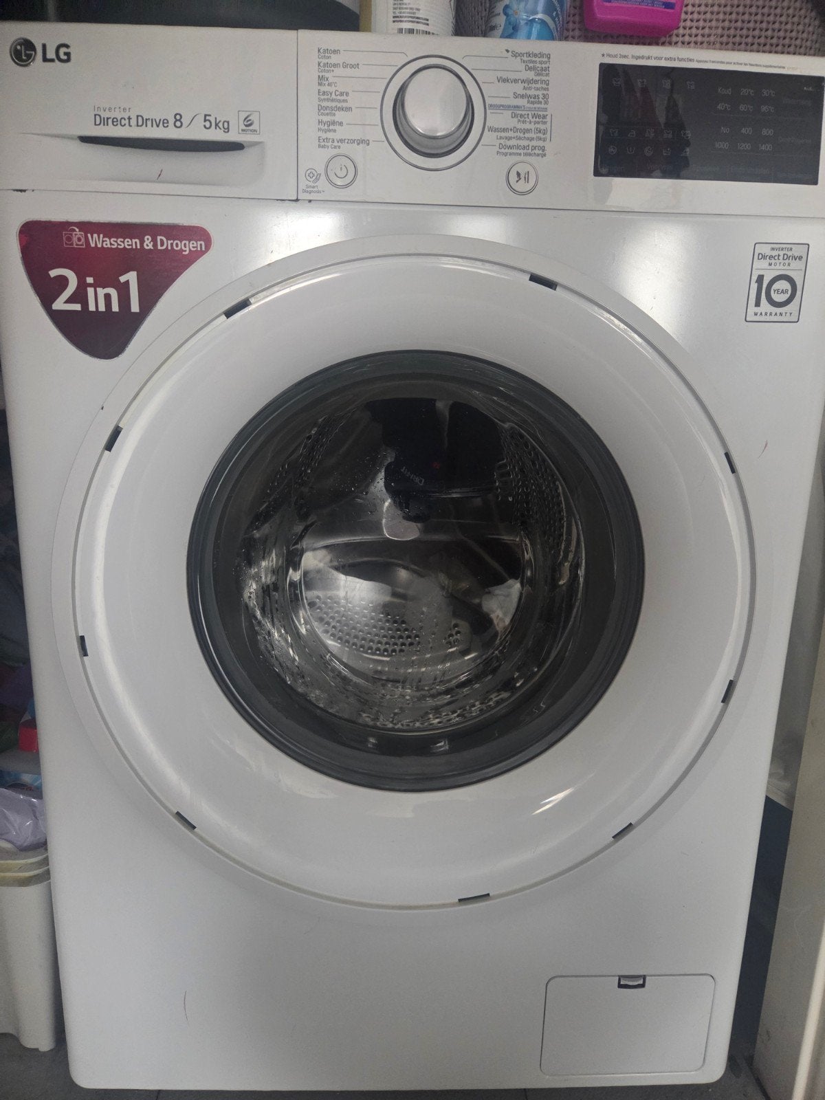 LG Inverter Direct Drive 8/5kg was-droogcombinatie (met defe, Witgoed en Apparatuur, Ophalen, 1200 tot 1600 toeren, Gebruikt, 4 tot 6 kg