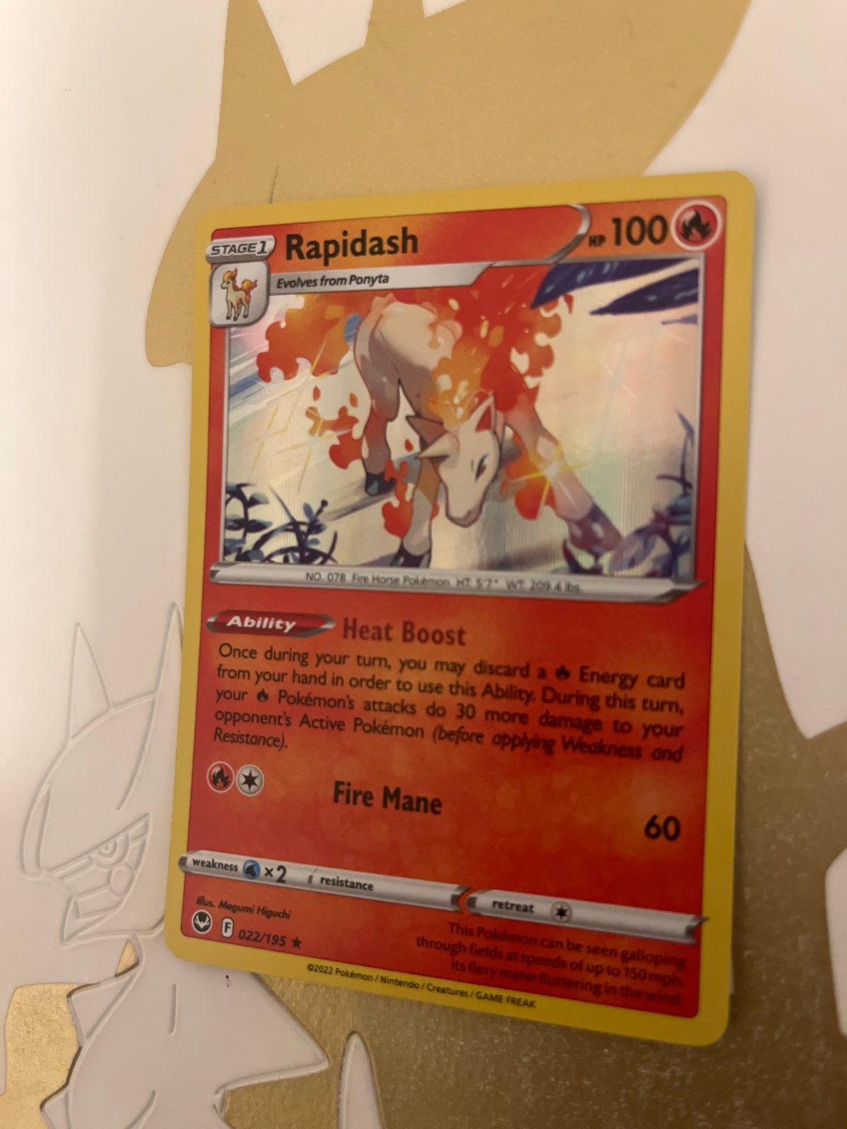 Rapidash Pokémon kaart (022/195) - Zo goed als nieuw, Ophalen of Verzenden, Zo goed als nieuw, Losse kaart