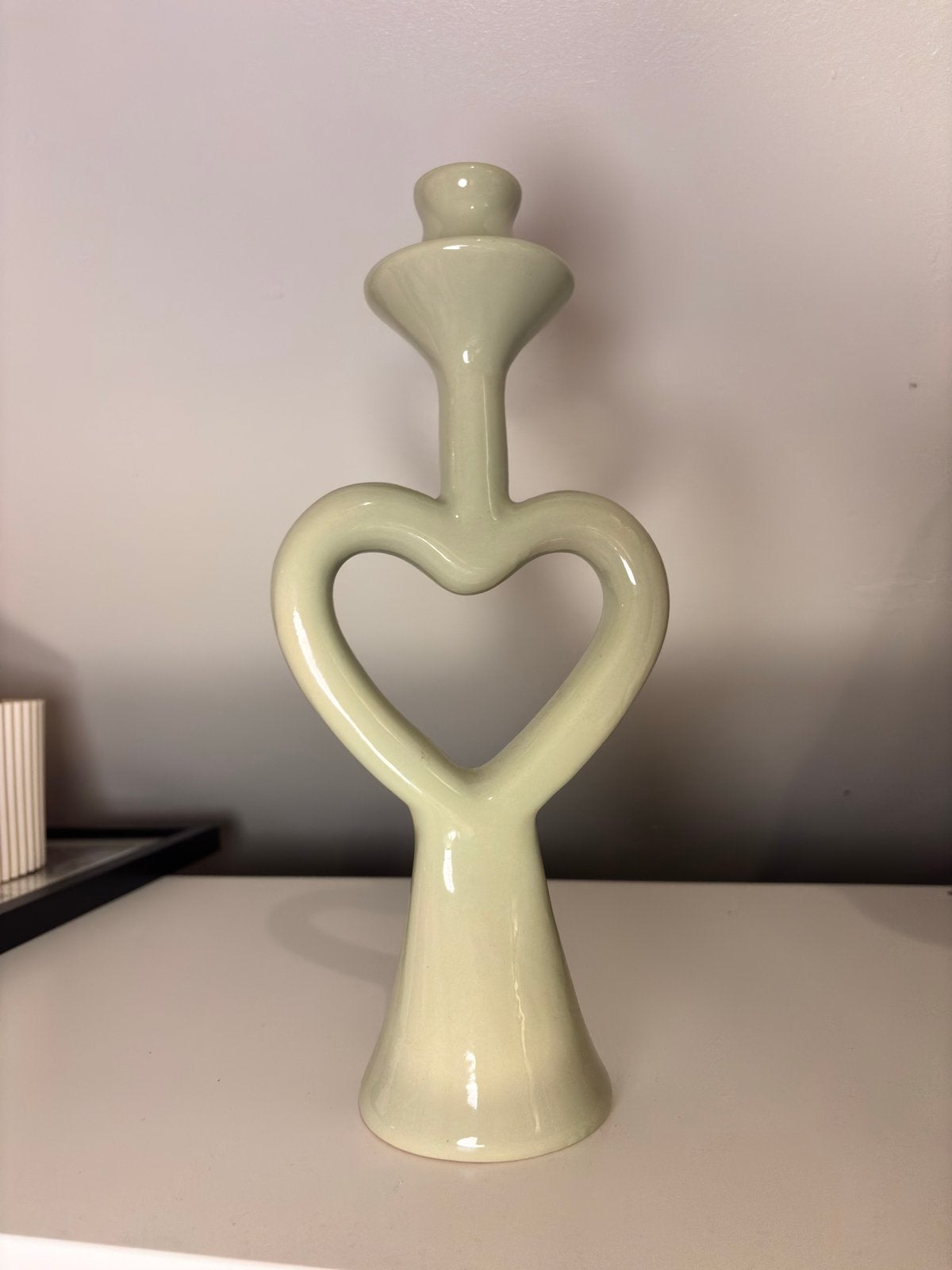 Sissy-Boy Kandelaar Hartvormig - Crème/Lichtgroen, Overige merken, Ophalen of Verzenden, Zo goed als nieuw, Crème