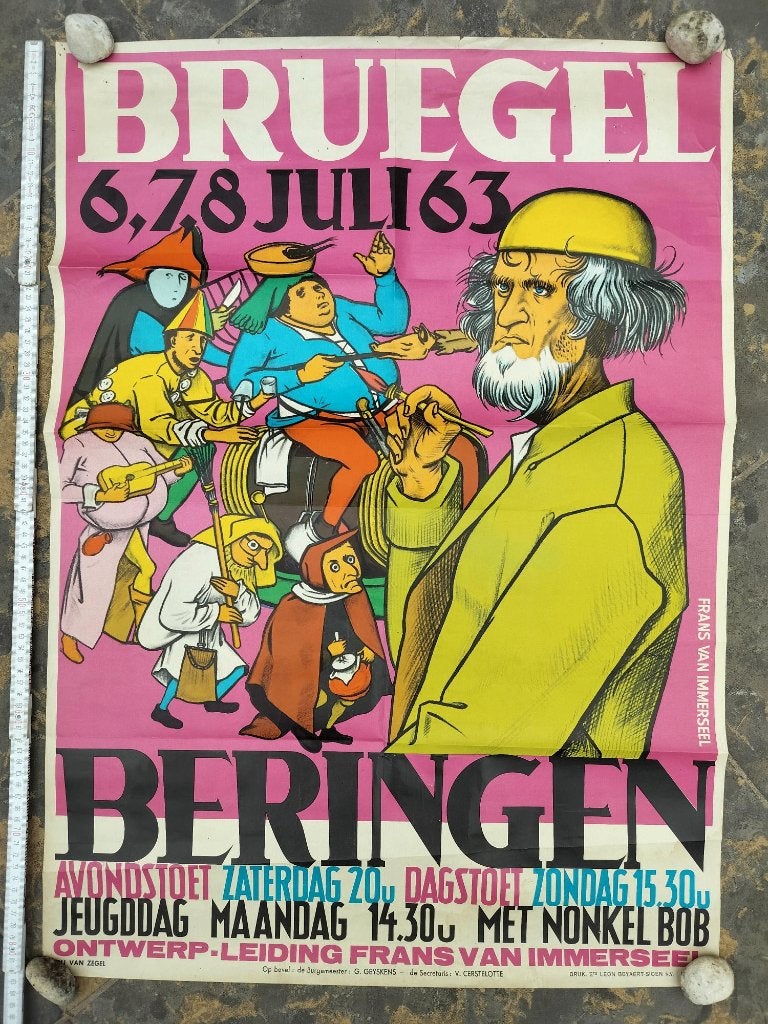 Oude affiche Bruegel Beringen (1963), Verzenden, A1 t/m A3, Overige onderwerpen, Rechthoekig Staand