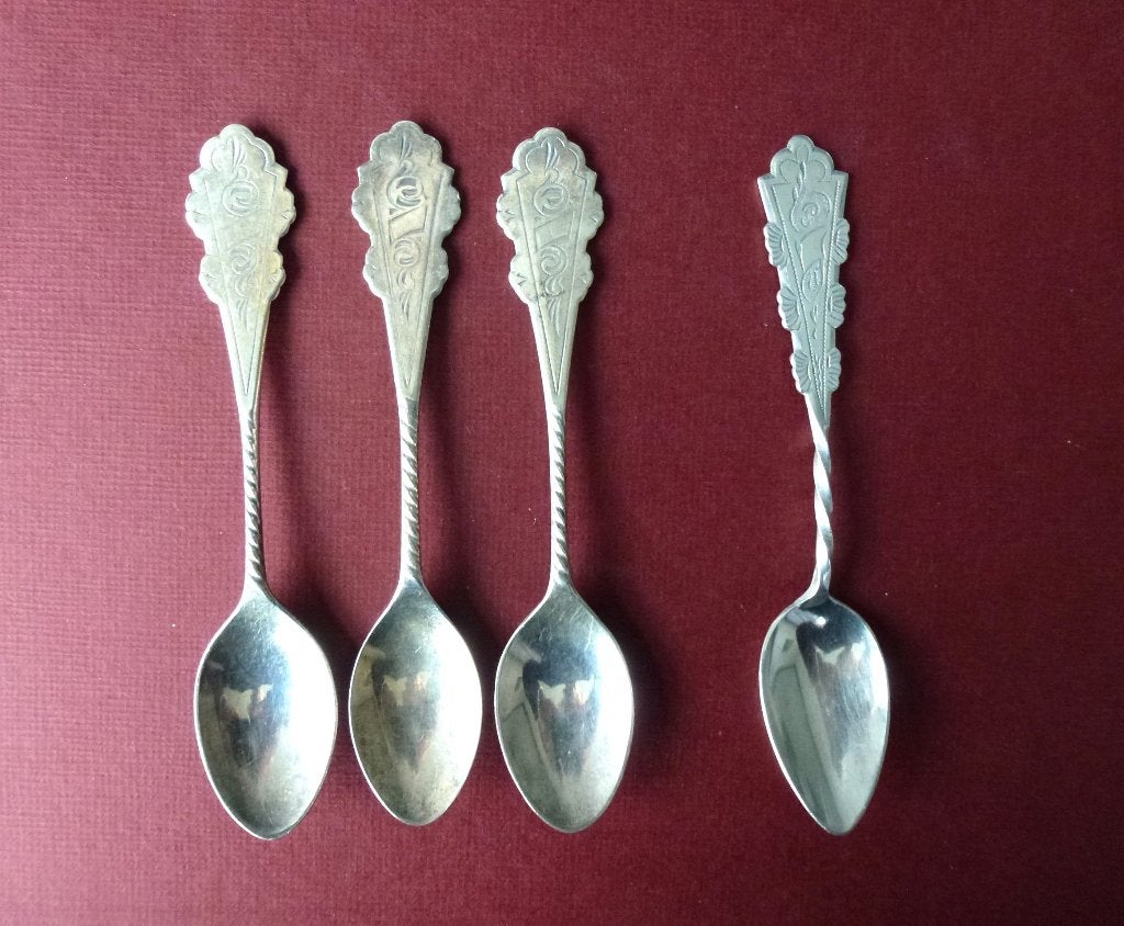 Biedermeier lepeltjes Douwe Egberts. Verzilverd HH 100, Ophalen of Verzenden