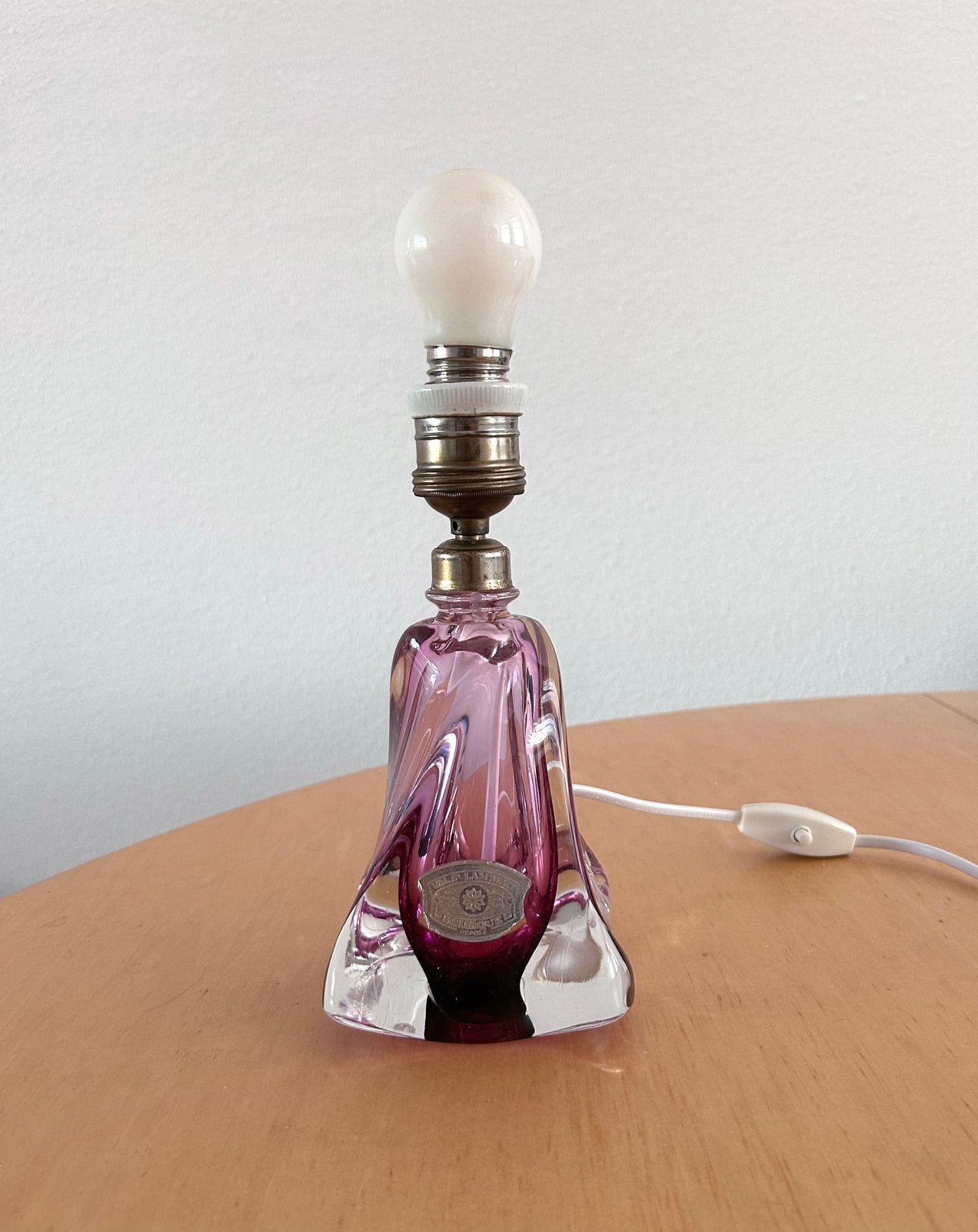 Mid Century Val Saint Lambert lampevoet, Roze, Ophalen of Verzenden, Zo goed als nieuw, Vintage