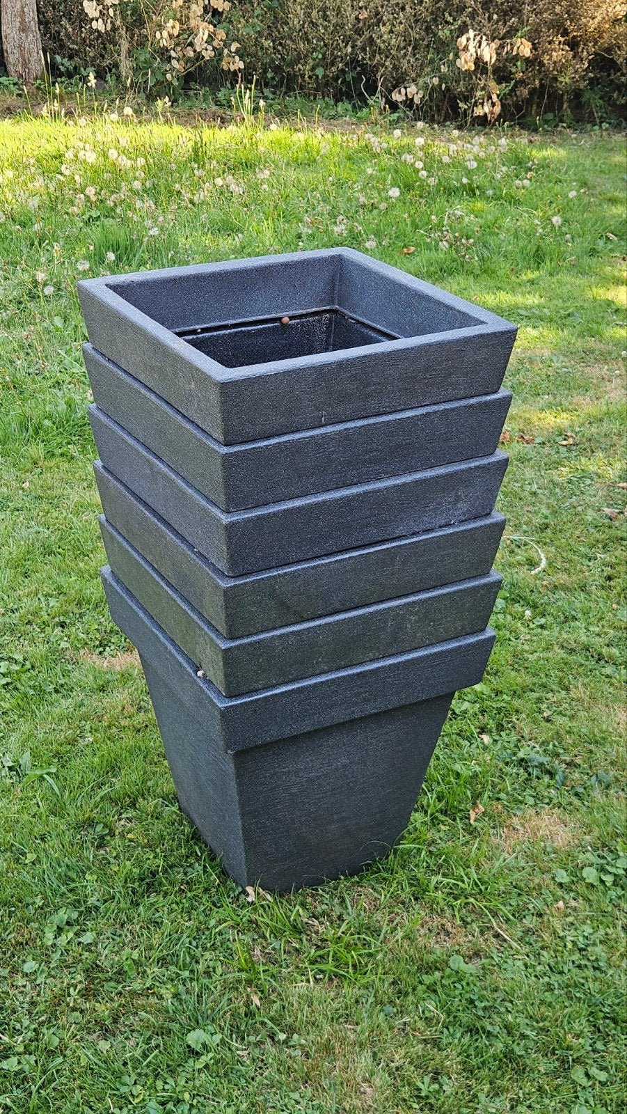 6 vierkante plantenpotten betonlook, Tuin en Terras, Ophalen, Zo goed als nieuw, Kweeklamp