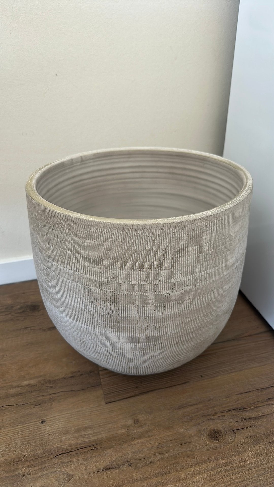 Plantenpot beige/taupe, Ophalen, Rond, Binnen, Aardewerk