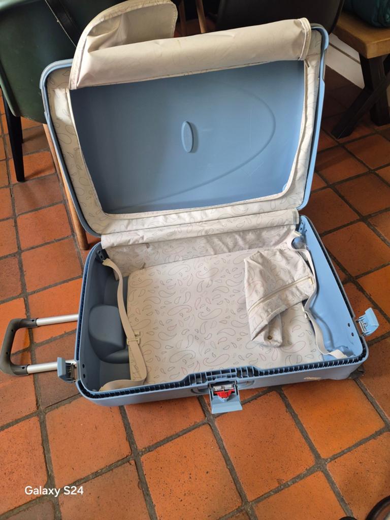 Samsonite koffer - Blauw - Gebruikt, Sieraden, Tassen en Uiterlijk, Koffers, Wieltjes, Gebruikt, 50 tot 60 cm, Hard kunststof