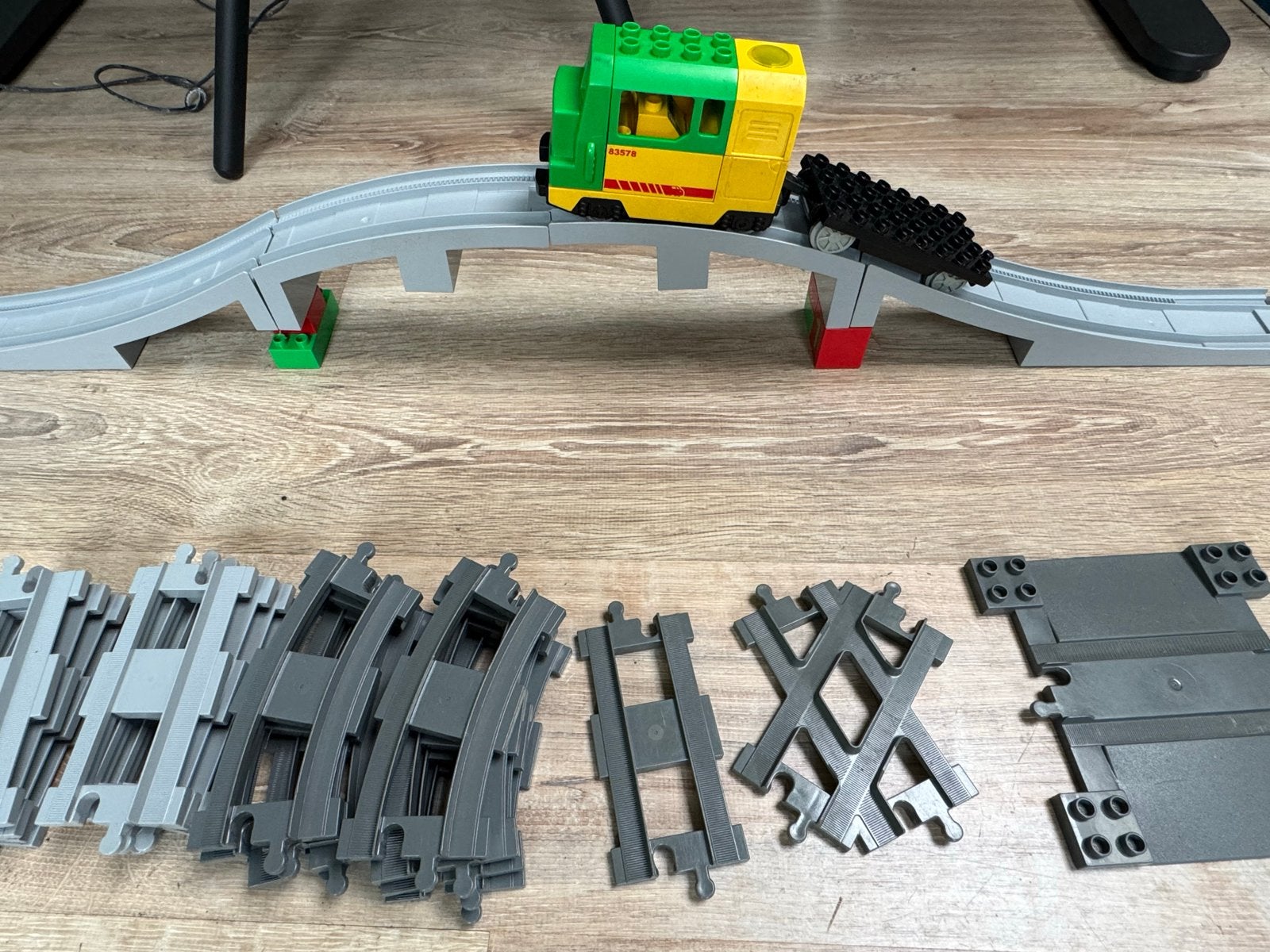 Lego Duplo Trein met Rails en Brug, Ophalen, Gebruikt, Overige merken