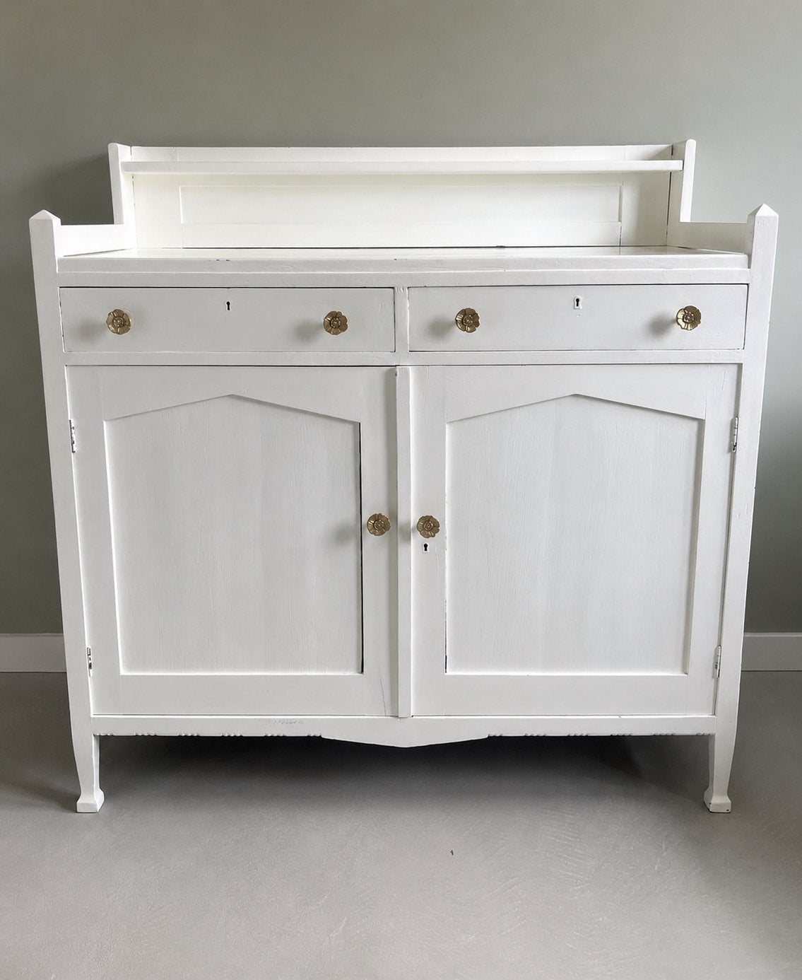 Vintage witte commode met lades en koperen knoppen, Ophalen