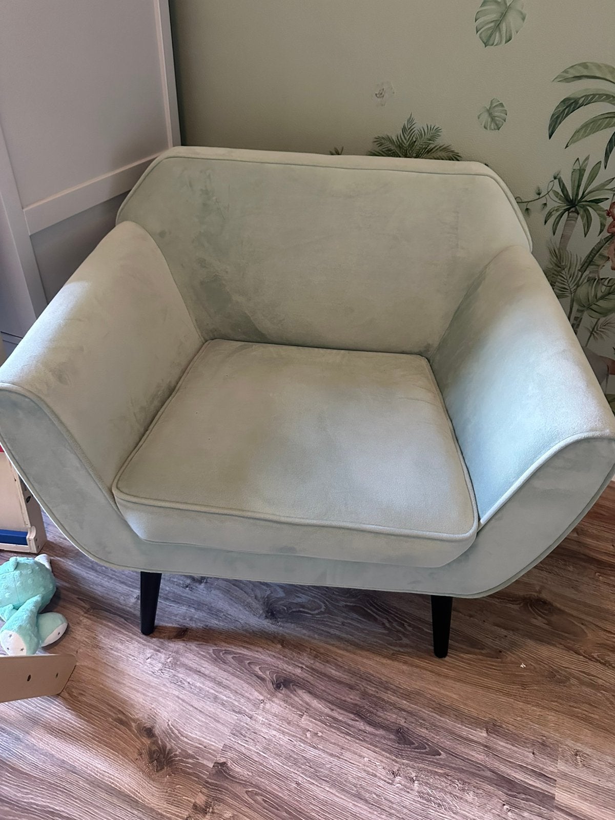 Mooie mintgroene wood stoel, Ophalen, Eenpersoons, 75 tot 100 cm, Zo goed als nieuw
