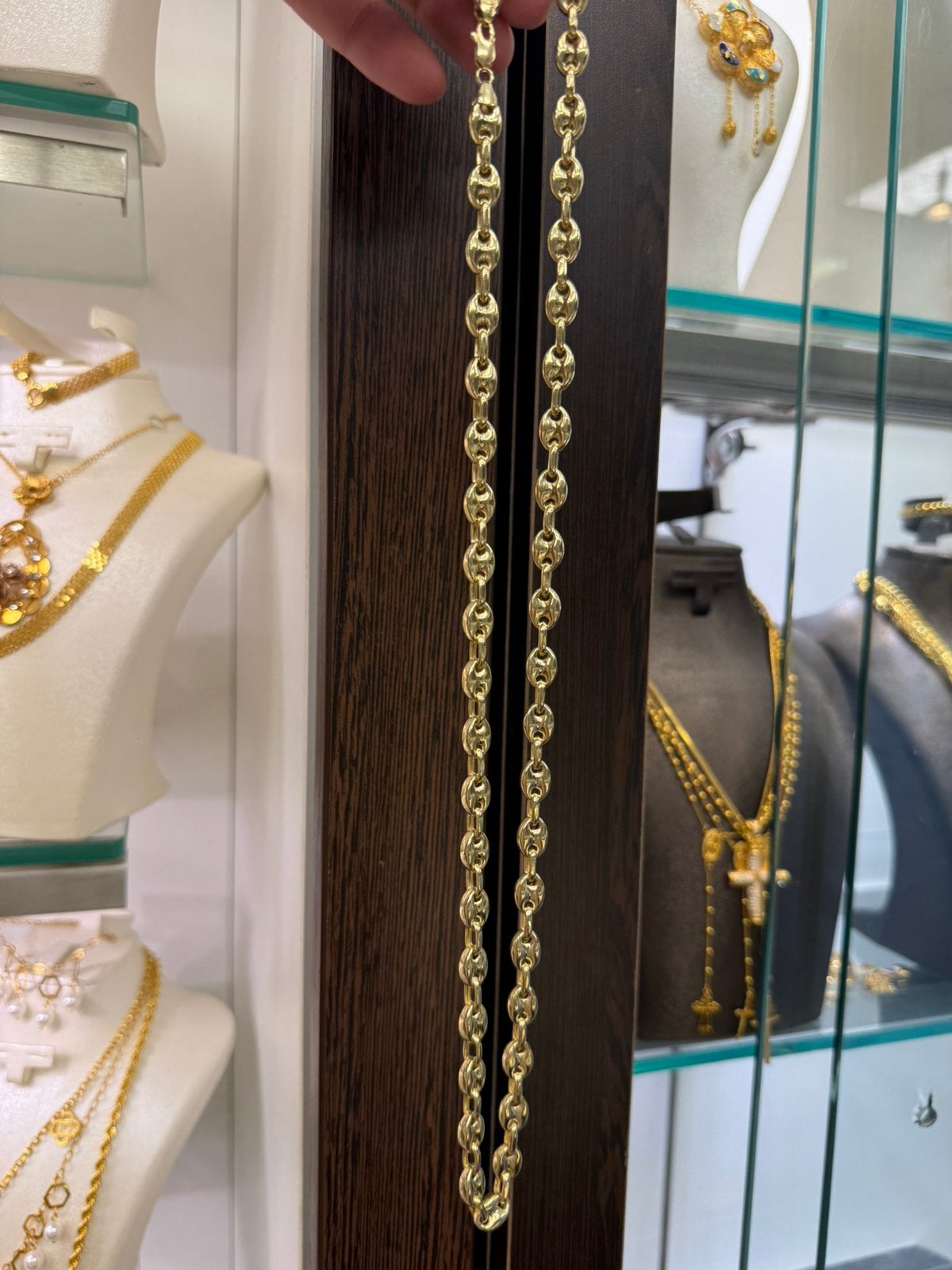 14k gouden koffiebonen schakel ketting, Ophalen of Verzenden, Nieuw, Goud, Goud